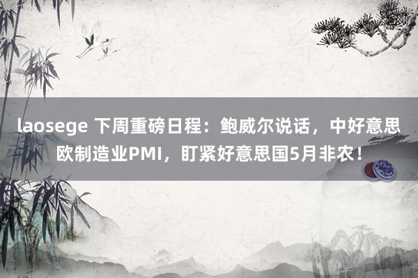 laosege 下周重磅日程：鲍威尔说话，中好意思欧制造业PMI，盯紧好意思国5月非农！