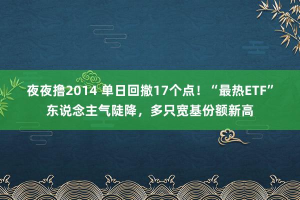 夜夜撸2014 单日回撤17个点！“最热ETF”东说念主气陡降，多只宽基份额新高