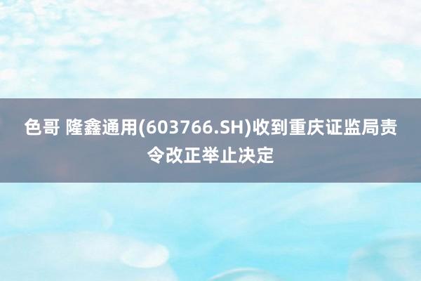 色哥 隆鑫通用(603766.SH)收到重庆证监局责令改正举止决定