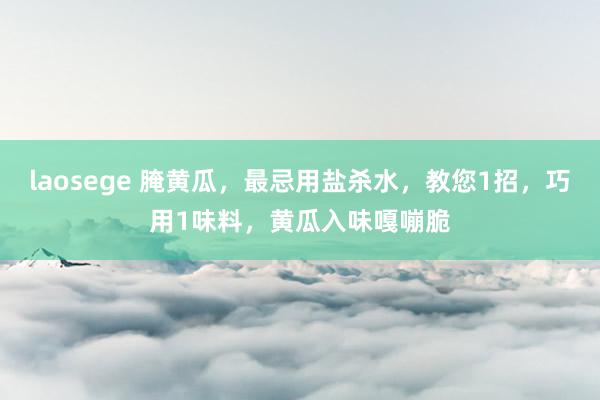 laosege 腌黄瓜，最忌用盐杀水，教您1招，巧用1味料，黄瓜入味嘎嘣脆